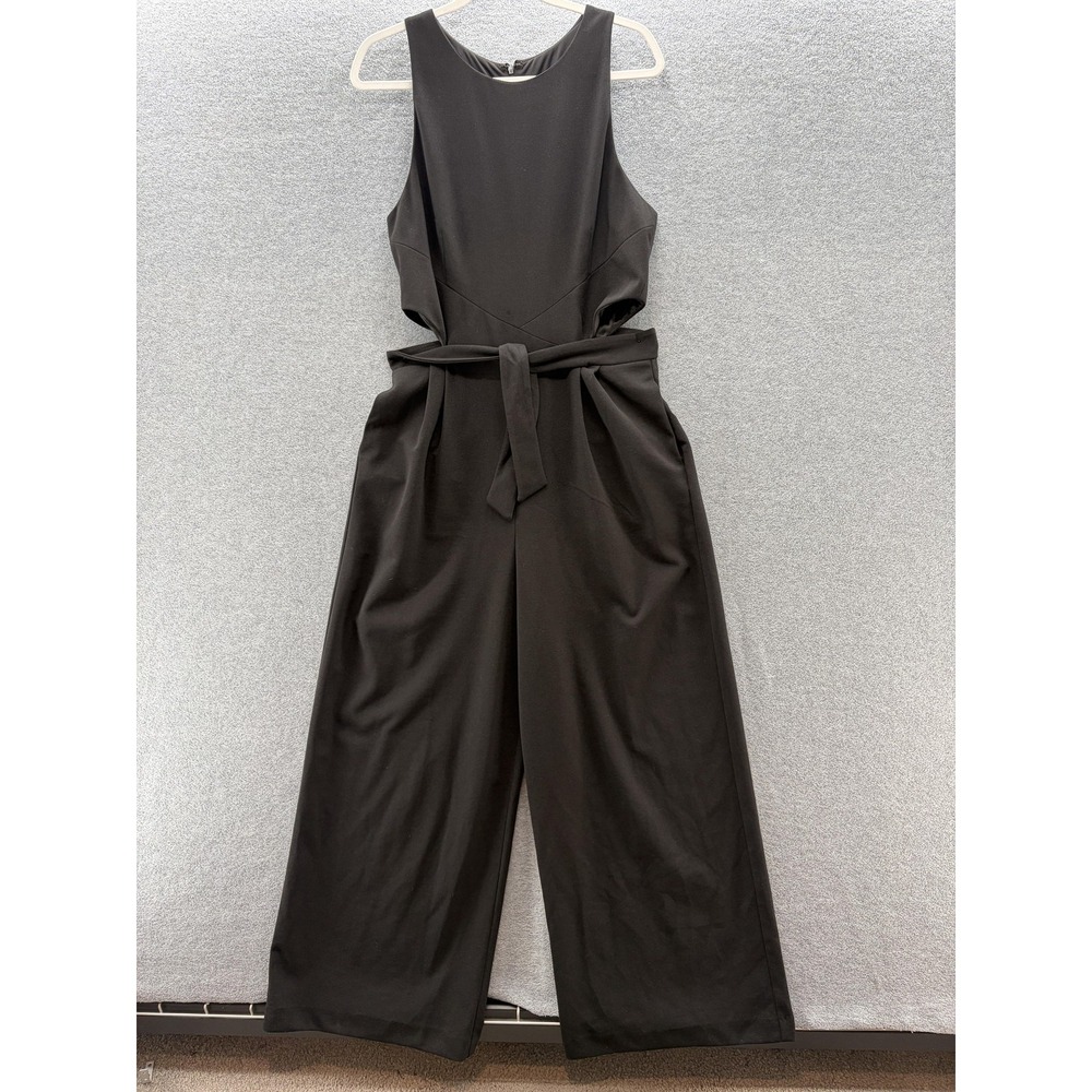 Hutch Jumpsuit Womens XL Black Cutout Wide Leg Belted Pockets Sleeveless Party